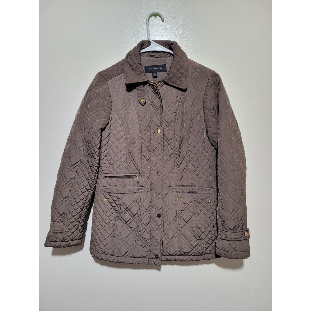 Jones New York Quilted Barn‎ Jacket Womens Small Brown Utility